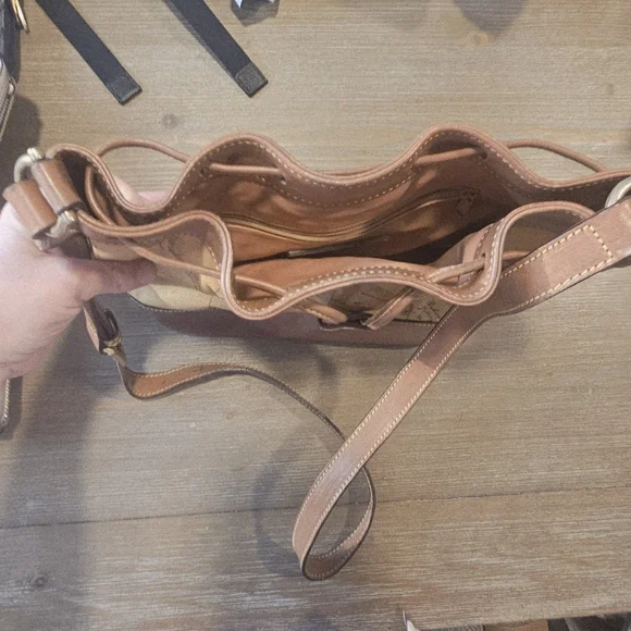 Vintage Map Print Leather Bucket Bag - Picture 14 of 14